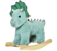Jouet à bascule - HOMCOM - dinosaure effet sonore rugissement peluche courte chambre enfant - bois - vert d'eau