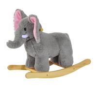 HOMCOM Éléphant à Bascule pour Enfants Cheval à Bascule Jouet à Bascule bébé 18+ Mois avec Musique et poignées, Charge 60 kg, 61 x 23 x 43 cm Gris