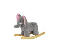 HOMCOM Éléphant à Bascule pour Enfants Cheval à Bascule Jouet à Bascule bébé 18+ Mois avec Musique et poignées, Charge 60 kg, 61 x 23 x 43 cm Gris
