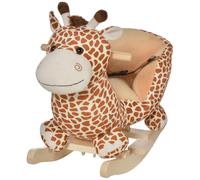 Jouet à bascule modèle girafon ceinture de sécurité fonction musicale 32 pistes marron beige