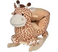 Jouet à bascule modèle girafon ceinture de sécurité fonction musicale 32 pistes marron beige