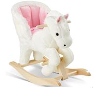 Jouet à bascule - TECTAKE - Cheval à bascule en peluche avec effets sonores, à partir de 18 mois, 30 x 69,5 x 56 cm - Rose/Blanc