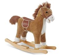 Jouet à bascule - TECTAKE - Cheval à bascule en peluche avec effets sonores, à partir de 24 mois, 31 x 65 x 61 cm - Marron