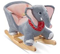 Jouet à bascule - TECTAKE - Éléphant à bascule en peluche à partir de 12 mois avec effet sonore 33 x 63 x 45,5 cm - Gris