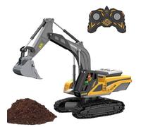 Jouet à benne RC - Excavatrice avec télécommande avec son et lumières, kit de véhicules lit en métal, batterie rechargeable | Accessoire de jeu de construction pour garçons, filles, de quatre