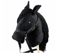 Jouet à cheval bâton - Grand cheval baton Noir Hobby Horse avec licol et rênes incluses - A3