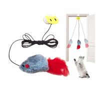 Jouet à cordes pour chats d'intérieur | Jouet attrape-chat | Jouet interactif à suspendre avec corde élastique pour la plupart des chats et chatons pour faire de l'exercice