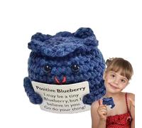 Jouet à Crochet en Forme de Lapin de Myrtille et en Tricot de Dessin animé Positif de 15 cm, Jolie décoration Faite à la Main, stimulateur d'humeur | Peluche Amusante de E