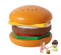 Jouet à empiler en bois pour hamburger/sandwich - Imaginez jouer à un jeu d'empilage à hamburger et sandwich - Jouet éducatif et éducatif préscolaire pour mot fin