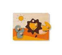 hauck Puzzle à Encastrement Bébé Puzzle N Sort en Bois, Lion | Jouet d'éveil dès 12 mois, pièces en forme d'animaux avec boutons de préhension, bords arrondis, bois certifié FSC
