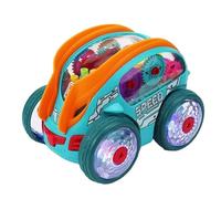 Jouet à engrenage mécanique transparent - Voiture de course musicale éclairée de 6,18 x 4,61 x 4,72 pouces, camion éducatif à piles à deux vitesses, Nouvel An et Pâques avec S