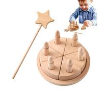 Jouet À Gâteau en Bois - jeuDe jeuD'anniversaire Prétend Le Dessert Gâteau Couchable avec Glaçage Et Décorations Colorées | jeuDe Rôles Éducatif Jouet pour Les Tout-Petits Gise De Fête pour