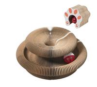 Jouet à gratter pour chat - Carton à gratter pour chat | Jouet accordéon rond pour chat, jouet interactif circulaire ondulé pour chat, tunnel à gratter pliable avec boule de cloche pour exercice de je