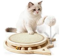 Jouet à gratter pour chat - Planche à gratter en sisal - Tapis à gratter pour chat avec piste à billes en bois - Planche à gratter pour chat - Jouet pour chat en bois