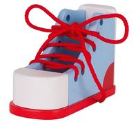 Goki Chaussure à lacer en bois 58784 – 16,5x10,3x7,1 cm – Multicolore – 3 ans