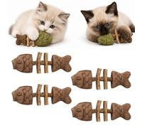 Jouet à mâcher à l'herbe à Chat et à la Vigne argentée Jouet à mâcher | Chat en forme de poisson avec des bâtons de vigne argentée et un parfum d'herbe à chat(4PCS,Insect Gall Fruit)