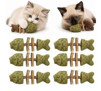 Jouet à mâcher à l'herbe à Chat et à la Vigne argentée Jouet à mâcher | Chat en forme de poisson avec des bâtons de vigne argentée et un parfum d'herbe à chat(6PCS,Catnip Flavor)