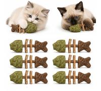 Jouet à mâcher à l'herbe à Chat et à la Vigne argentée Jouet à mâcher | Chat en forme de poisson avec des bâtons de vigne argentée et un parfum d'herbe à chat(6PCS,Mixed Flavor)