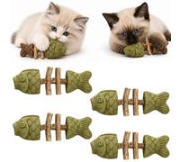 Jouet À Mâcher À l'herbe À Chat Et À La Vigne Argentée Jouet À Mâcher for Chat en Forme De Poisson avec des Bâtons De Vigne Argentée Et Un Parfum d'herbe À Chat for Mâcher, Lécher