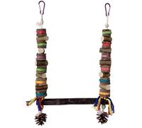 Jouet à mâcher à suspendre pour perroquets avec crochet en métal - Perchoir à mâcher - Jouet pour petits et grands oiseaux - Bloc en bois à mâcher