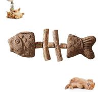Jouet à mâcher dentaire créatif en forme d'os de poisson pour chat, bâton de nettoyage des dents d'herbe à chat en bois - Répare la santé dentaire de votre chat, bâton de nettoyage des dents d'herbe à