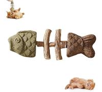 Jouet à mâcher dentaire créatif en forme d'os de poisson pour chat, bâton de nettoyage des dents d'herbe à chat en bois - Répare la santé dentaire de votre chat, bâton de nettoyage des dents d'herbe à