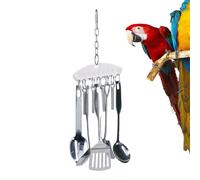 Jouet à mâcher en acier inoxydable - Jouet à mâcher cuillère à perroquet, jouet de pelle à ronger suspendu, accessoire de cloche en métal qui sonne, cage interactive | Activité de divertissement pour
