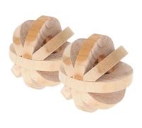 Jouet à Mâcher en Bois pour Hamster, Boule avec Clochette, 2 Pièces | Bois Beige, Forme Sphérique, Jeu en Cage ou Parc, Stimulation Sonore, pour Petits Animaux