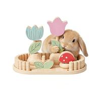 Jouet à mâcher en bois pour lapin, hamster, gerbille, chinchilla - Petit accessoire pour animaux de compagnie sur le thème du jardin