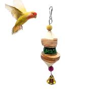 Jouet à mâcher en bois pour perruches | Fournitures pour déchiqueteuse de perruches | Jouets à suspendre avec une cloche pour les pinsons d'amour