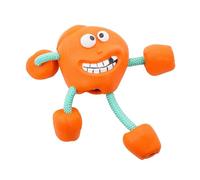 Jouet à mâcher en caoutchouc indestructible et résistant aux morsures pour chiens - Jouet couineur interactif pour chiens de grande et moyenne taille - Orange
