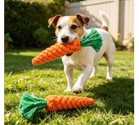 Jouet à mâcher en corde de coton nouée pour chien en forme de carotte | Joli design de corde nouée en forme de carotte, couleur vive qui attire l'intérêt des chiens, excellent pour la mastication