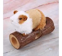 Jouet à mâcher et tube d'exercices pour hamsters, lapins, furets, cochons d'Inde, tunnel pour animaux en bois écologique, couleur bois naturel, jouet de