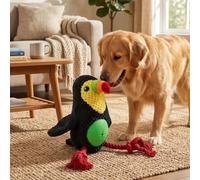 Jouet à Mâcher Interactif pour Animaux de Compagnie, Couineur en Peluche pour Réduction de l'anxiété et Soins Dentaires chez Les Chiens de Toutes Tailles 32x20cm (Toucan)