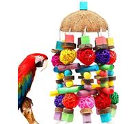Jouet à mâcher Naturel pour Grands Oiseaux perroquets MQUPIN pour cacatoès, Gris d'Afrique, aras et perroquets Amazone,Jouet en Blocs de Bois Naturel Multicolores pour Grimper,mâcher