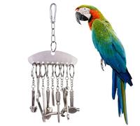Jouet à mâcher pour | 1 Jouet pour Oiseaux en Acier Inoxydable | 23 x 11 cm Oiseaux chercheurs de Nourriture | Jeu d'oiseaux fourragères | Jouet éducatif en Forme d'outil à Main pour aras