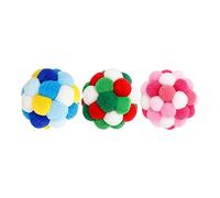 Jouet à mâcher pour animaux de compagnie - Collection de balles floues de 4 cm - Jouet interactif en peluche - Design de rouleau en trois parties avec attraction Jingle Bell - Accessoire de jeu