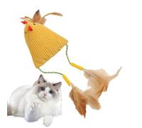 Jouet à mâcher pour chat, jouets pour chats d'intérieur pour s'ennuyer avec des plumes | Tissus doux amiabl de chats interactifs pour la formation initiale de soulagement de l'ennui en intérieur