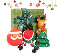 Jouet à mâcher pour chien grinçant, ensemble de jouets à mâcher pour chiens - Jouet à mâcher en caoutchouc pour chien de compagnie de Noël | Chiots produisant des sons pour l'intérieur et l'est