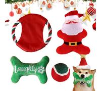 Jouet à mâcher pour chien grinçant | Jouets de Noël en peluche pour chiens de taille moyenne et grande | Jouets à mâcher interactifs avec disque volant et balle, parfaits pour les refuges pour animaux