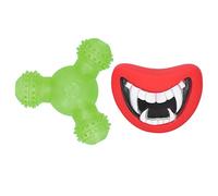 Jouet à Mâcher pour Chien, Jouet Interactif à Libération de Nourriture, Jouet de Dentition Rouge et Bleu, Résistant aux Morsures - Favorise la Digestion, Stimulation Mentale, Pou (Lèvres vertes et