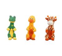 Jouet à mâcher pour chien - Jouets à mâcher - Jouets de dentition - Image d'animal mignon - Compagnon de divertissement - Jouet en peluche lavable pour animal domestique (3 pièces)