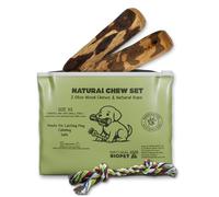 Jouet à Mâcher pour Chiot et Chien, Taille XS | 2 Bois d'Olivier + Corde | 100% Naturel | Jouet Durable | Élimine Le Tartre | Baigné dans l'huile d'olive (13cm) | Corde (18cm) (Taille XS (2 PIÈCES))