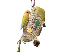 Jouet à mâcher pour perroquet - 23 x 10 x 4 cm en bois tissé - Déchiqueteuse à déchirer - Jeu interactif coloré | Accessoire de cage pour calopsitte, conure, inséparable, pinson, cacatoès, myna, ara