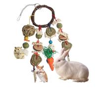 Jouet à mâcher pour petits animaux - Décoration à suspendre pour lapins hamsters de 44 cm | Jouet à mâcher suspendu avec cage en corde de coton et bois naturel | Vine Tim