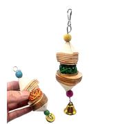 Jouet à mastication en bois parakeet, jouets à mastication des perroquets | Supplies de morsure de perruche de gueule - Cage Hangable Furing Shredder Toys avec une cloche pour les oiseaux d'amour pins