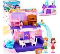 Jouet à partir de 2 à 3 ans pour fille, bateau de croisière, avec lumière et musique, 2 figurines et accessoires, jeu de rôle, jouet à partir de 2, 3, 4, 5 ans, cadeau pour fille de 3, 4, 5, 6 ans