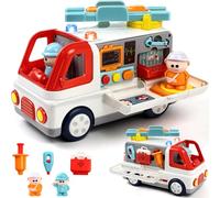 Jouet à partir de 2 ans, jouet ambulance à partir de 3 ans avec lumière et son, ambulance Montessori avec accessoires de médecin, figurines de nombreuses fonctions, jouets éducatifs, cadeaux pour