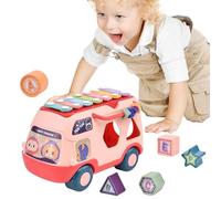 Jouet à percussion pour bébé, jouet de bus de musique | Piano interactif avec musique/lumière | Éducation précoce Histoire de puzzle Machine préscolaire Véhicule à compter 1 à 3 ans pour e