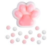 Jouet à Presser en Forme de Patte de Chat, Kawaii Doux Squishy Patte de Chat, avec 10 Boules Drôle Nouveauté Animaux Mignons Soulagement du Stress Jouet pour Enfants Adolescents Adultes (Rose)